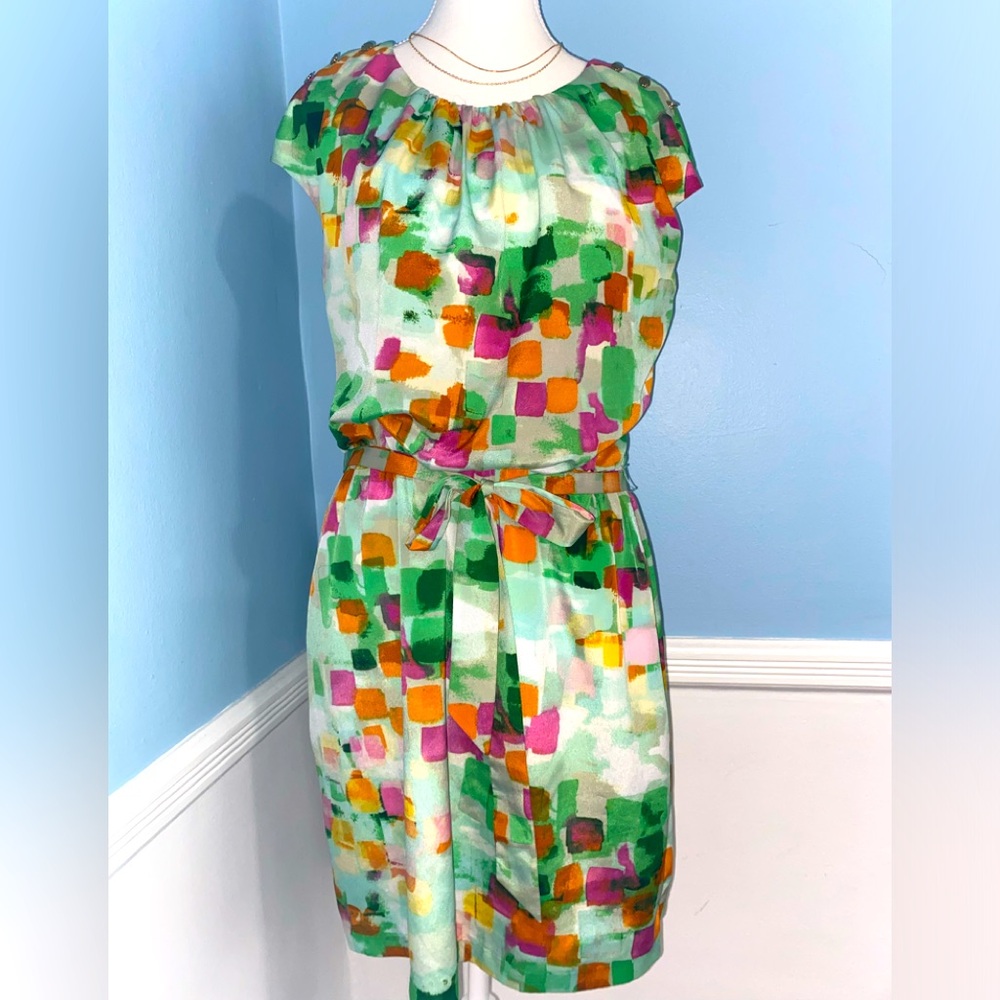 EUC Brightly colored geometric patterns dress, L